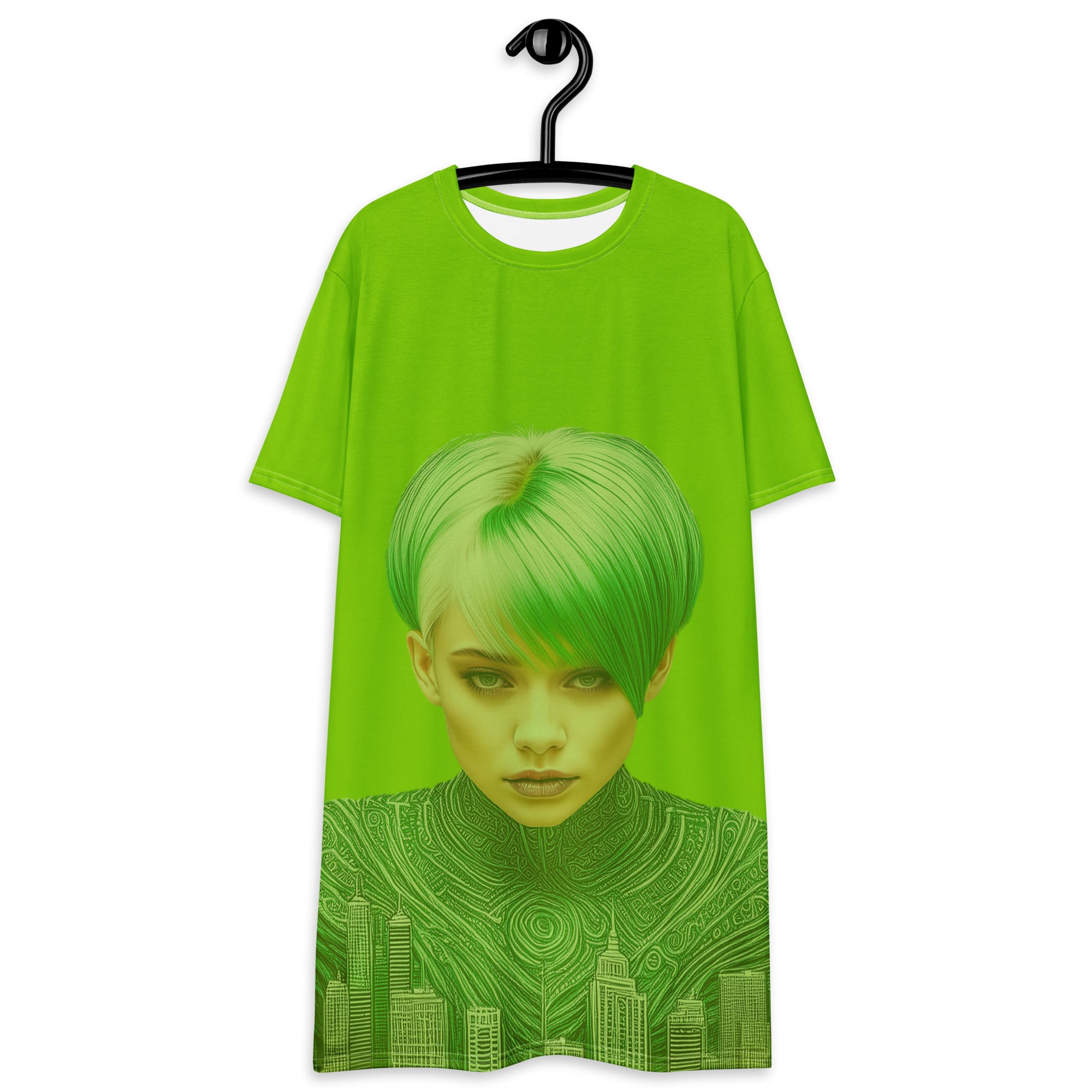 Lime Green T-Shirt Dress. Brat Green Party or Lounge T-Shirt Dress. Streetwear Dress. WickedYo.